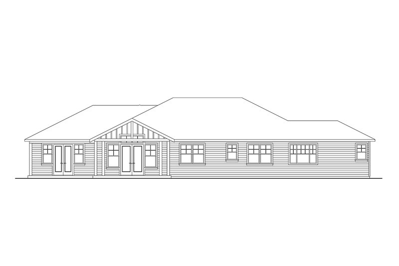 Architectural House Design - Exterior - Rear Elevation 1 for Ranch House Plan #124-1373 - 4 bed, 3 bath