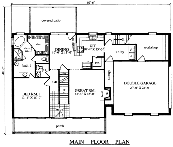 Architectural House Design - Country Floor Plan - Main Floor Plan #42-348