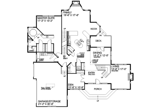 Floor Plan - Main Floor for Traditional House Plan #60-155 - 5 bed, 3.5 bath