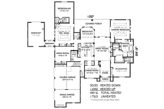 Floor Plan - Main Floor for European House Plan #424-215 - 3 bed, 4.5 bath