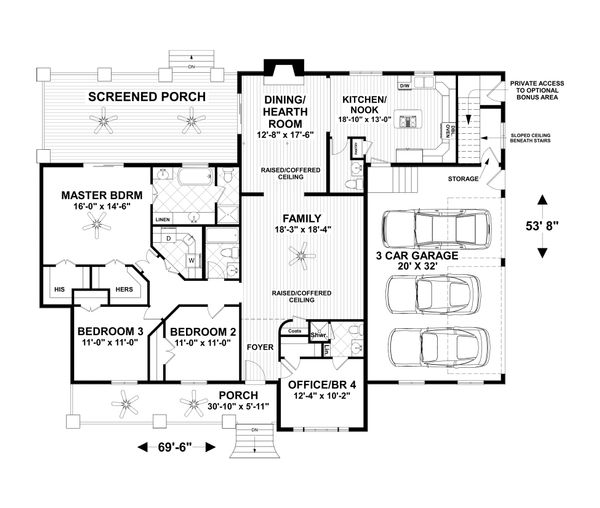 Architectural House Design - Craftsman Floor Plan - Main Floor Plan #56-712