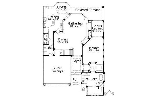 Floor Plan - Main Floor for European House Plan #411-856 - 4 bed, 3.5 bath