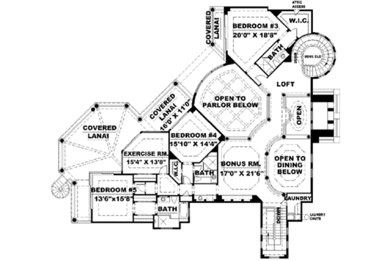 Floor Plan - Upper Floor for European House Plan #27-277 - 5 bed, 5.5 bath