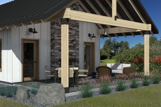 Exterior - Covered Porch for Cottage House Plan #933-17 - 2 bed, 2 bath