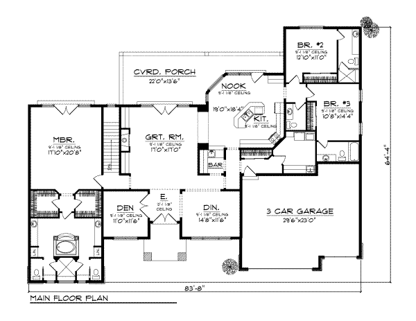 Architectural House Design - Mediterranean Floor Plan - Main Floor Plan #70-719