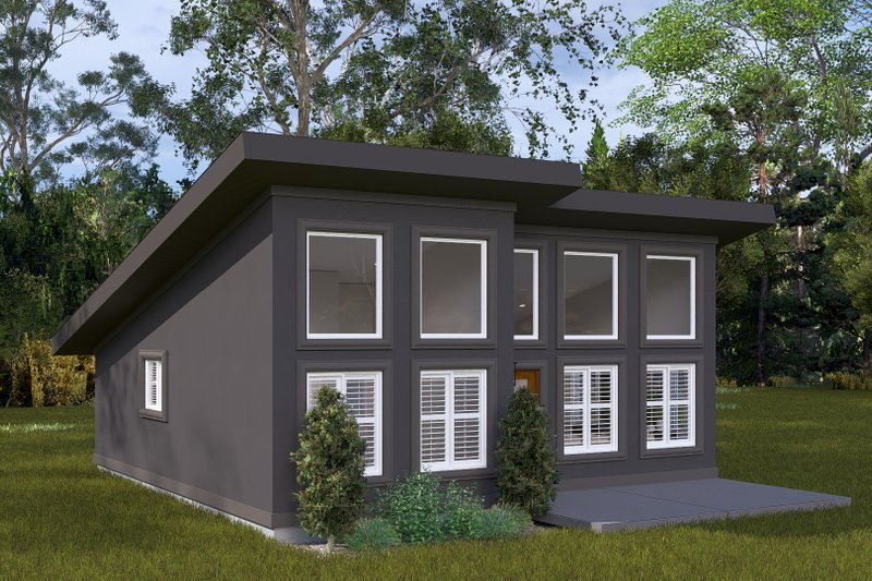 House Plan Design - Exterior - Rear Elevation 1 for Modern House Plan #1060-324 - 2 bed, 1 bath