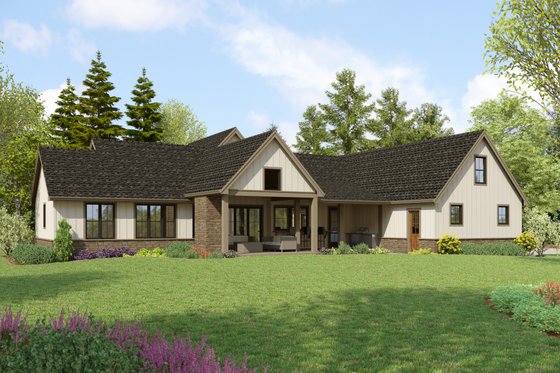 Exterior - Rear Elevation for Farmhouse House Plan #48-1091 - 4 bed, 2.5 bath