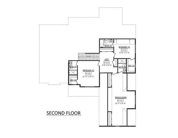 House Blueprint - Floor Plan - Upper Floor for Farmhouse House Plan #1089-49 - 3 bed, 4.5 bath