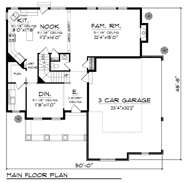 House Plan Design - Craftsman Floor Plan - Main Floor Plan #70-990