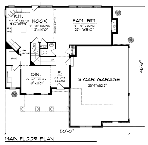 Craftsman Floor Plan - Main Floor Plan #70-990