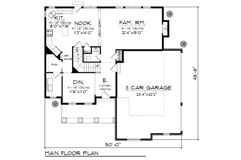 Home Plan - Floor Plan - Main Floor for Craftsman House Plan #70-990 - 4 bed, 3.5 bath