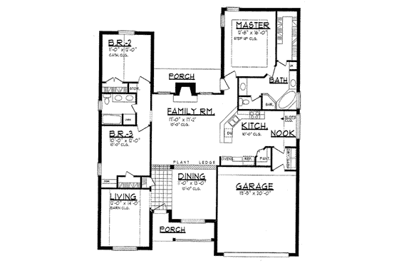 Floor Plan - Main Floor for Country House Plan #62-127 - 3 bed, 2 bath