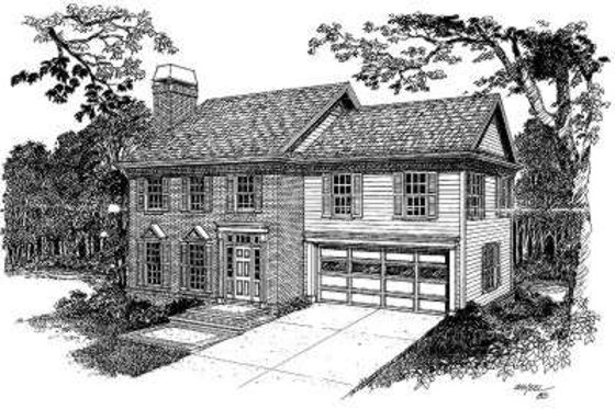 Exterior - Front Elevation for Colonial House Plan #322-114 - 3 bed, 2.5 bath