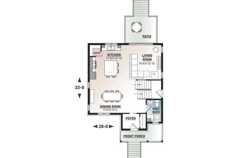 Home Plan - Floor Plan - Main Floor for Craftsman House Plan #23-2643 - 3 bed, 1.5 bath