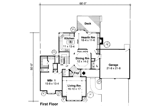 Floor Plan - Main Floor for Traditional House Plan #312-234 - 3 bed, 2.5 bath