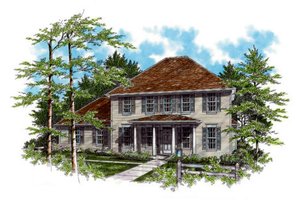 Colonial Exterior - Front Elevation Plan #48-435