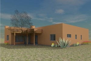 Exterior - Covered Porch for Adobe / Southwestern House Plan #450-9 - 3 bed, 2 bath