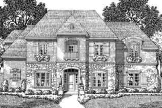 Exterior - Front Elevation for European House Plan #141-142 - 5 bed, 4.5 bath