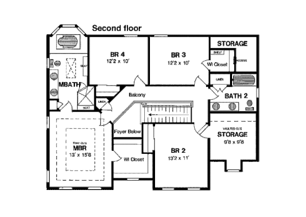 Colonial Floor Plan - Upper Floor Plan #316-124