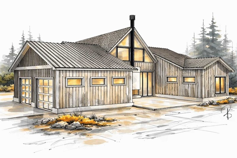House Blueprint - Exterior - Other Elevation 2 for Cabin House Plan #1101-66 - 2 bed, 2 bath