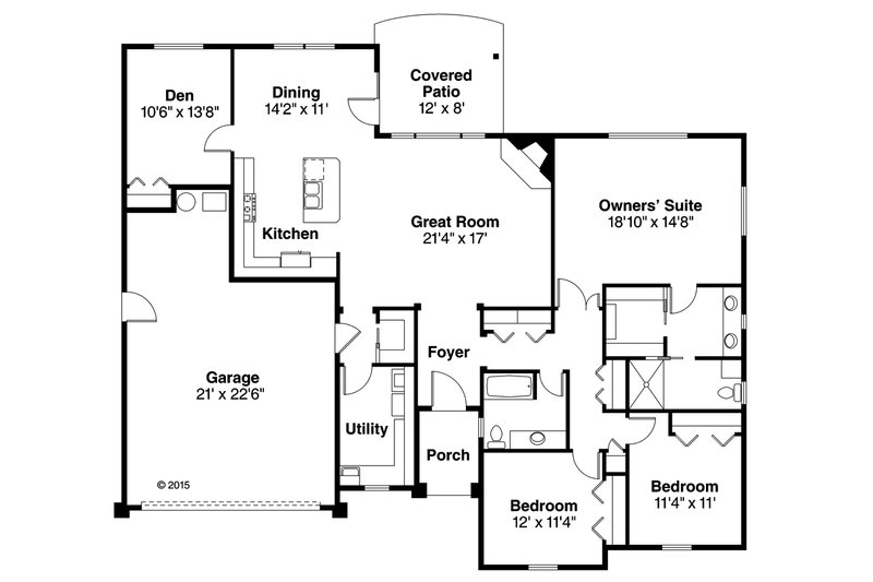 Traditional Style House Plan - 3 Beds 2 Baths 2102 Sq/Ft Plan #124-987 ...