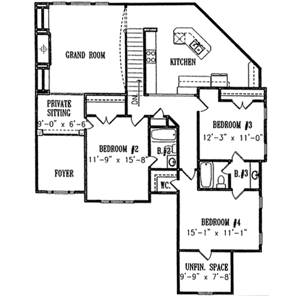 European Floor Plan - Upper Floor Plan #54-167