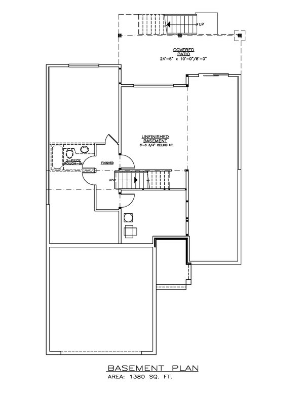 Architectural House Design - Floor Plan - Lower Floor for Craftsman House Plan #1100-126 - 3 bed, 2 bath