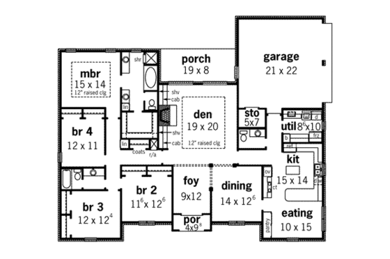 Floor Plan - Main Floor for European House Plan #16-297 - 4 bed, 2.5 bath