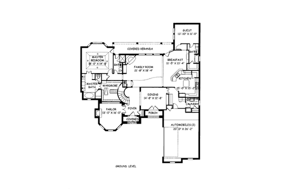 Floor Plan - Main Floor for European House Plan #141-366 - 4 bed, 3.5 bath