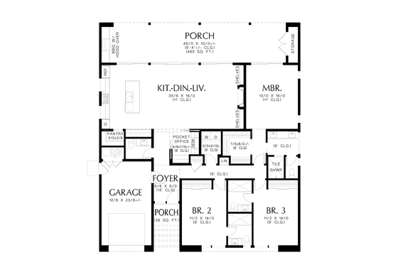Floor Plan - Main Floor for Contemporary House Plan #48-1160 - 3 bed, 3.5 bath