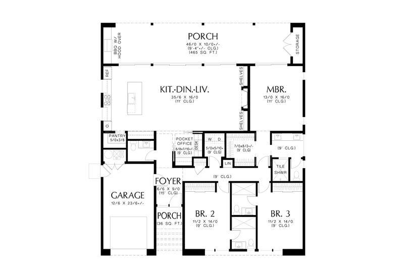 House Design - Floor Plan - Main Floor for Contemporary House Plan #48-1160 - 3 bed, 3.5 bath
