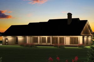 Exterior - Rear Elevation for Country House Plan #70-1050 - 3 bed, 2 bath