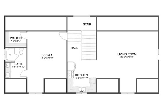 Floor Plan - Upper Floor for Traditional House Plan #1060-297 - 1 bed, 1.5 bath