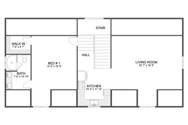 House Design - Floor Plan - Upper Floor for Traditional House Plan #1060-297 - 1 bed, 1.5 bath