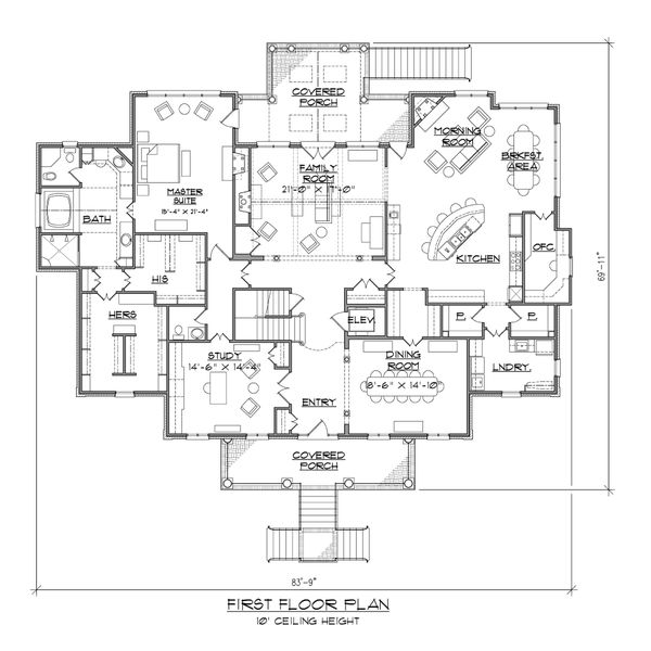 Dream House Plan - Classical Floor Plan - Main Floor Plan #1054-81