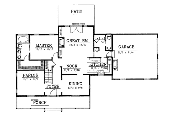 Floor Plan - Main Floor for Country House Plan #101-202 - 3 bed, 2.5 bath