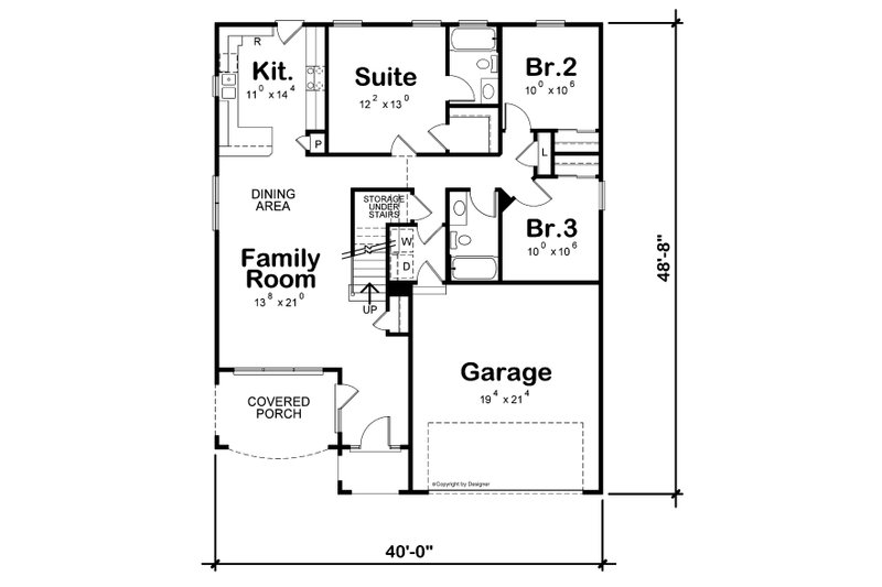 House Plan Design - Floor Plan - Main Floor for Cottage House Plan #20-2488 - 4 bed, 2.5 bath