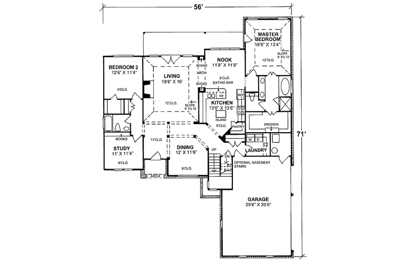 Home Plan - Floor Plan - Main Floor for European House Plan #20-321 - 4 bed, 3 bath
