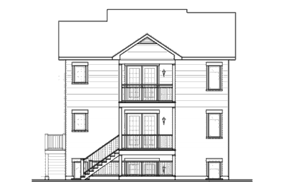 Exterior - Rear Elevation for Traditional House Plan #23-2196 - 2 bed, 1 bath