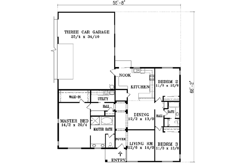 House Blueprint - Floor Plan - Main Floor House Plan #1-1385 - 3 bed, 2 bath