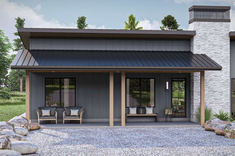 House Blueprint - Exterior - Outdoor Living for Modern House Plan #455-470 - 3 bed, 2.5 bath