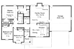 Floor Plan - Main Floor for Traditional House Plan #41-108 - 3 bed, 2 bath