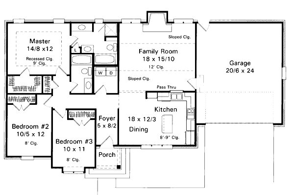House Blueprint - Traditional Floor Plan - Main Floor Plan #41-108
