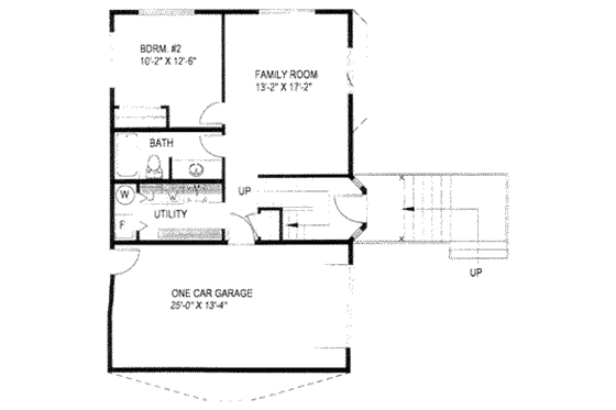 Floor Plan - Lower Floor for Modern House Plan #117-200 - 3 bed, 2 bath