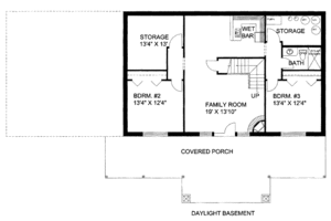 Floor Plan - Lower Floor for Ranch House Plan #117-628 - 3 bed, 2.5 bath
