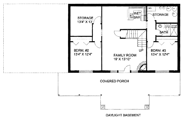 Ranch Floor Plan - Lower Floor Plan #117-628