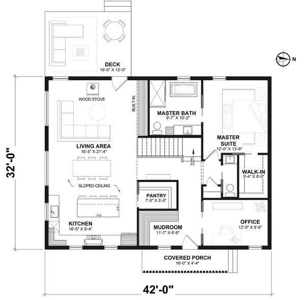 House Blueprint - Contemporary Floor Plan - Main Floor Plan #23-2875
