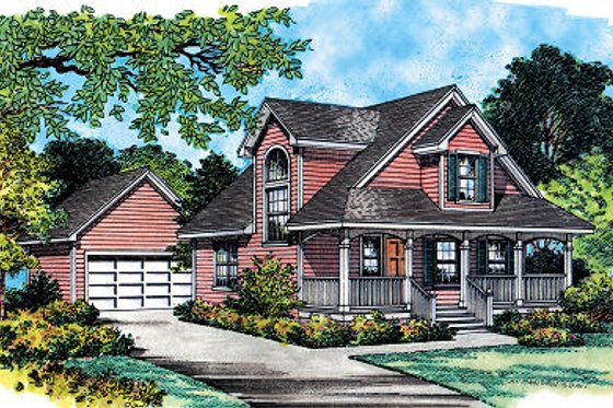 Exterior - Front Elevation for Farmhouse House Plan #417-108 - 3 bed, 2 bath