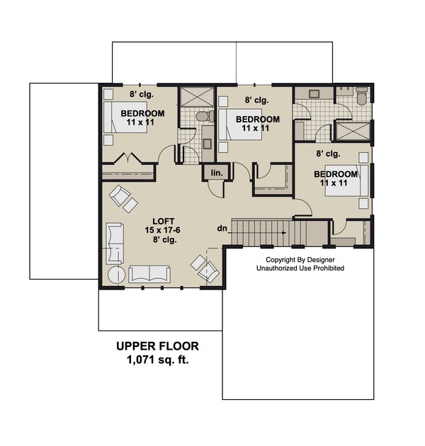 House Blueprint - Farmhouse Floor Plan - Upper Floor Plan #51-1377
