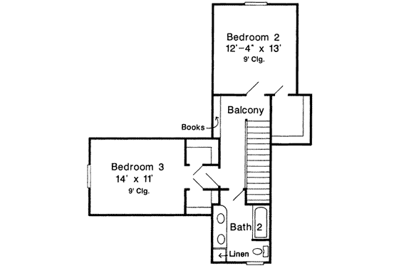 Floor Plan - Upper Floor for Country House Plan #410-275 - 3 bed, 2.5 bath